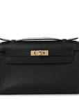 Swift Horseshoe Kelly Pochette Clutch Black Lime