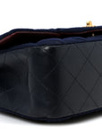Felt Quilted Paris-Hamburg Charms Mini Rectangular Flap Black Dark Navy
