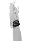 Shiny Crumpled Calfskin Quilted Nano 31 Shopping Bag Black