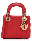 Lambskin Cannage Mini Lady D1OR Red