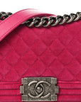 Velvet Quilted Small Boy Flap Pink