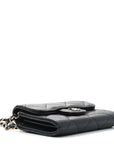 Caviar Quilted Flap Card Holder On Chain Black