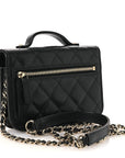 Caviar Quilted Business Affinity Clutch With Chain Black