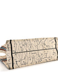 Canvas Embroidered Large Zodiac Book Tote Latte Multicolor