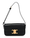 Shiny Calfskin Triomphe Shoulder Bag Black