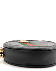 Textured Calfskin Web Ophidia Round Wrist Wallet Black