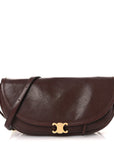 Shiny Lambskin Soft Triomphe Little Half Moon Bag Brick