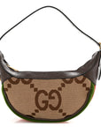 Monogram Jumbo GG Textured Dollar Calfskin Web Mini Ophidia Half Moon Hobo Camel Ebony New Acero