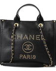 Caviar Small Studded Deauville Tote Black