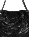 Crinkled Calfskin Matelasse Monogram Medium Niki Shopper Tote Black