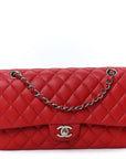 Caviar Quilted Medium Double Flap Red