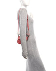Goatskin Micro Saddle Bag With Strap Coral Powder