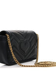 Calfskin Matelasse Super Mini GG Marmont Shoulder Bag Black