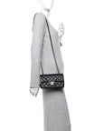 Lambskin Quilted Mini Rectangular Flap Black