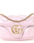 Iridescent Nappa Chevron Matelasse Super Mini GG Marmont Shoulder Bag Iridescent Escape Pink