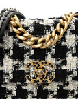 Tweed Quilted Medium CHNL 19 Flap Black Ecru White