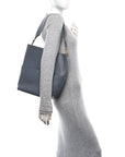 Soft Grained Calfskin Sangle Bucket Bag Grey