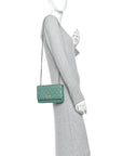 Lambskin Quilted Trendy CC Wallet On Chain WOC Green