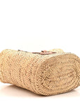 Raffia Calfskin Triomphe Medium Panier Tan
