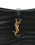 Calfskin Crocodile Embossed LE 5 A 7 Hobo Black