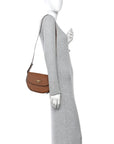 Soft Calfskin Traingle Arque Flap Shoulder Bag Cognac
