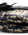 Oblique Embroidered Saddle Bag Blue
