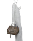 Baby Grained Medium Phantom Luggage Taupe Blue Trim