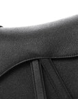Grained Calfskin Saddle Bag With Strap Black