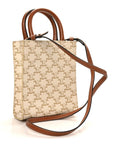 Triomphe Canvas Calfskin Mini Vertical Cabas White
