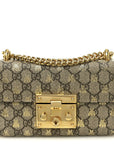 GG Supreme Monogram Bees Small Padlock Shoulder Bag Black