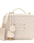 Caviar Quilted Large CC Filigree Vanity Case White