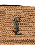 Raffia Calfskin Monogram Medium Niki Chain Satchel Natural