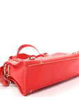 Supple Grained Calfskin Classic Silver Hardware Highlight Mini City Rouge Fraise