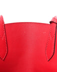 Grainy Calfskin Haymarket Check Medium Reversible Tote Red