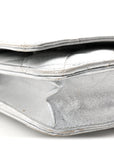 Metallic Lambskin Quilted Wallet On Chain WOC Silver
