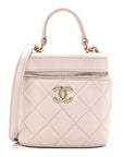 Lambskin Quilted Trendy Vanity Case Lilac
