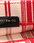 Canvas Embroidered Mykonos Large Striped Book Tote Red