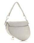 Calfskin Embossed Oblique Saddle Bag White