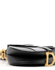 Grained Calfskin Saddle Bag With Strap Black