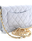 Lambskin Quilted Hearts CC Wallet On Chain WOC Light Blue