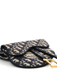 Oblique Embroidered Saddle Belt Pouch Blue