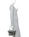 Mirror Laminated Nappa Maxi Intrecciato Mini Arco Silver
