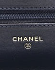 Lambskin Quilted Wallet On Chain WOC Navy