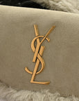 Shearling Calfskin Medium Reversible Monogram Kate Satchel Grey