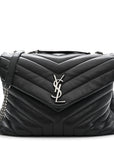 Calfskin Y Quilted Monogram Medium Loulou Chain Satchel Storm