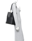 Soft Grained Calfskin Sangle Bucket Bag Black