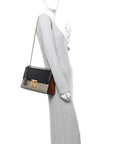 GG Supreme Monogram Calfskin Medium Padlock Shoulder Bag Beige Black Cuir