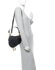 Grained Calfskin Saddle Bag With Strap Black