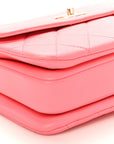 Lambskin Lacquered Quilted Mini Trendy CC Dual Handle Flap Bag Coral Pink