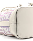 Crystal Vitello Laminato FF Mini Mon Tresor Bucket Bag Crystal Argento